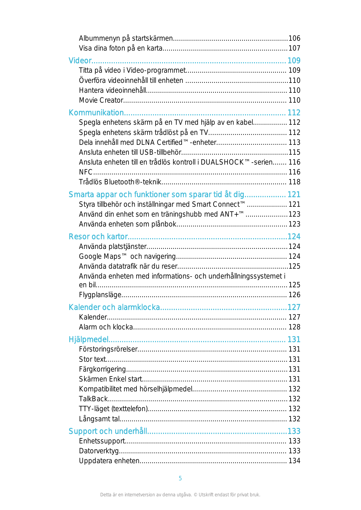 Albummenyn på startskärmen.........................................................106Visa dina foton på en karta...............