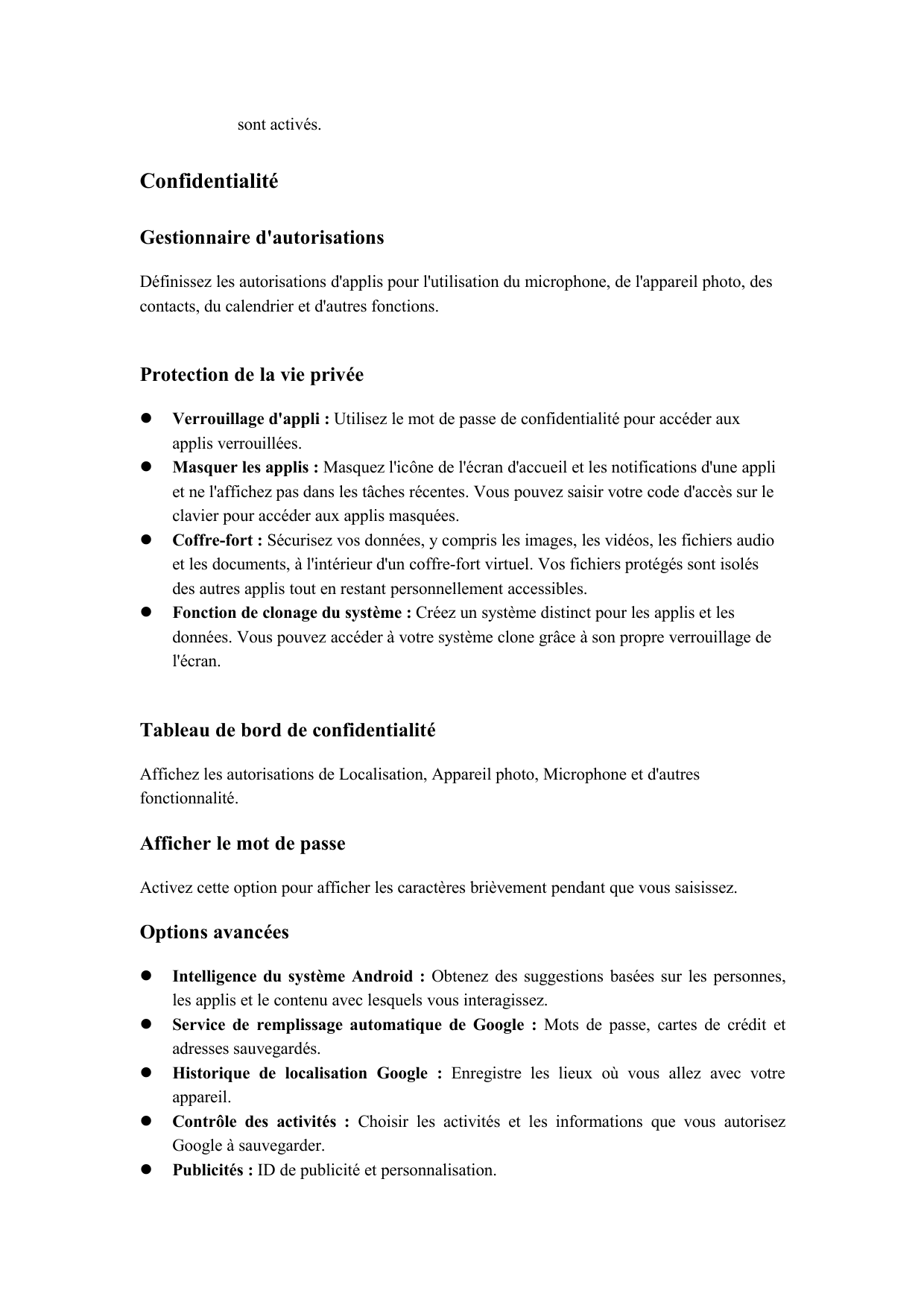 sont activés.ConfidentialitéGestionnaire d'autorisationsDéfinissez les autorisations d'applis pour l'utilisation du microphone, 