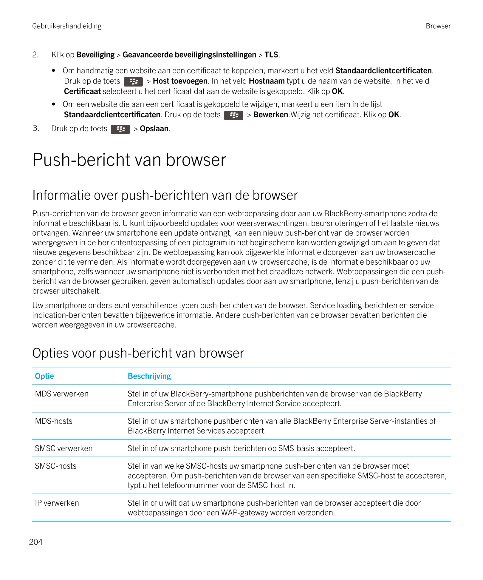 Gebruikershandleiding Browser
2. Klik op  Beveiliging >  Geavanceerde beveiligingsinstellingen >  TLS.
•  Om handmatig een websi