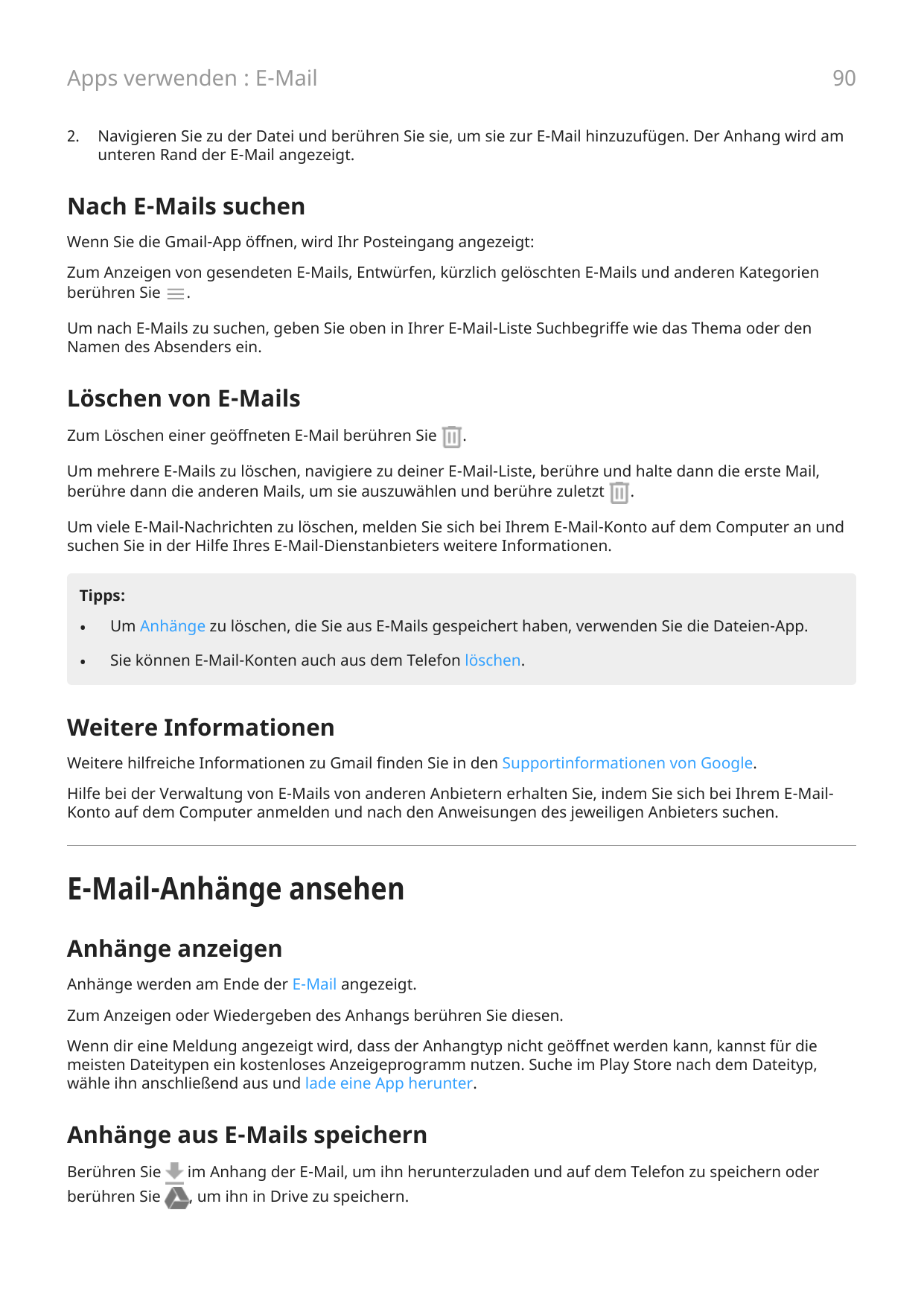 90Apps verwenden : E-Mail2.Navigieren Sie zu der Datei und berühren Sie sie, um sie zur E-Mail hinzuzufügen. Der Anhang wird amu