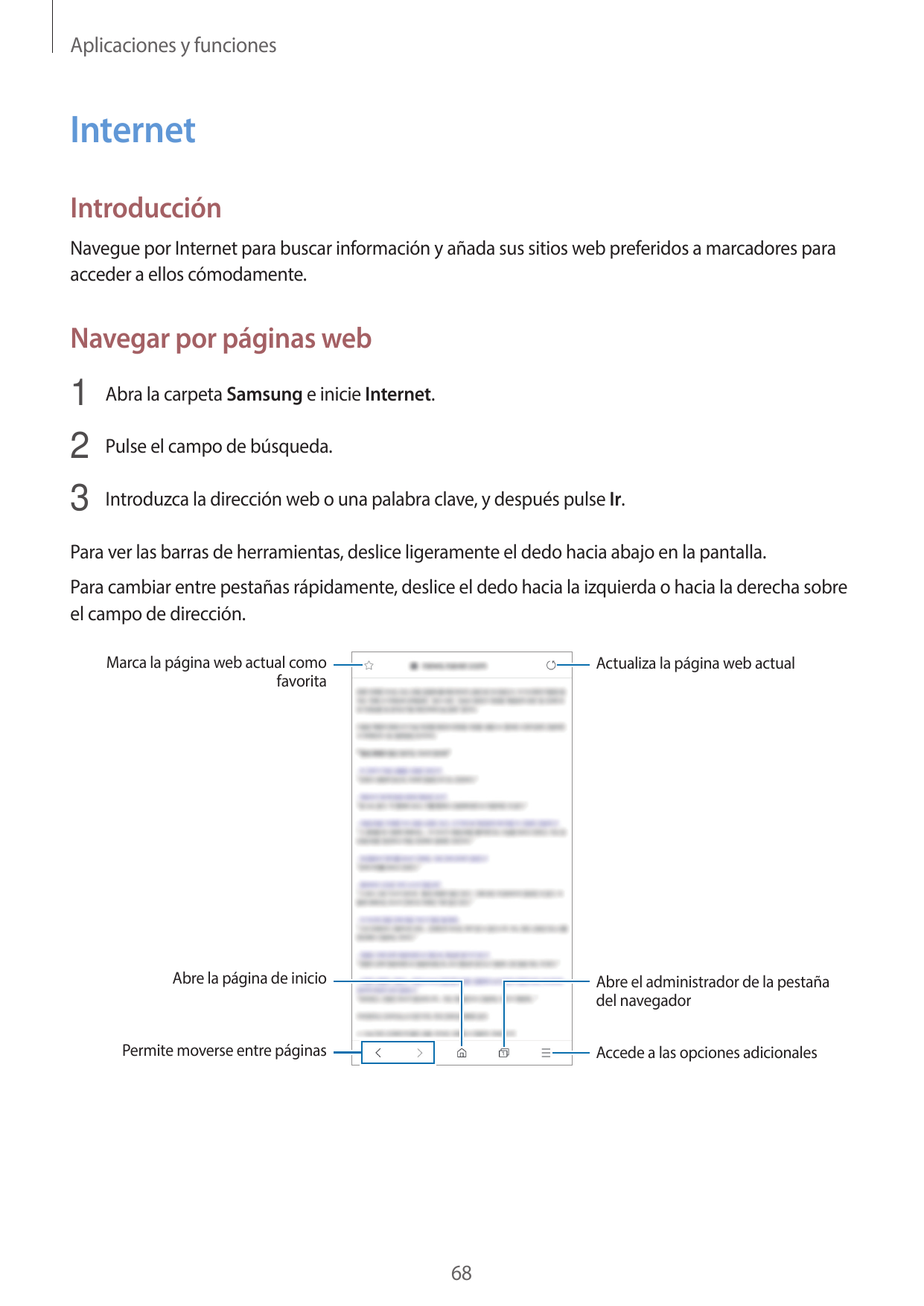 Aplicaciones y funcionesInternetIntroducciónNavegue por Internet para buscar información y añada sus sitios web preferidos a mar