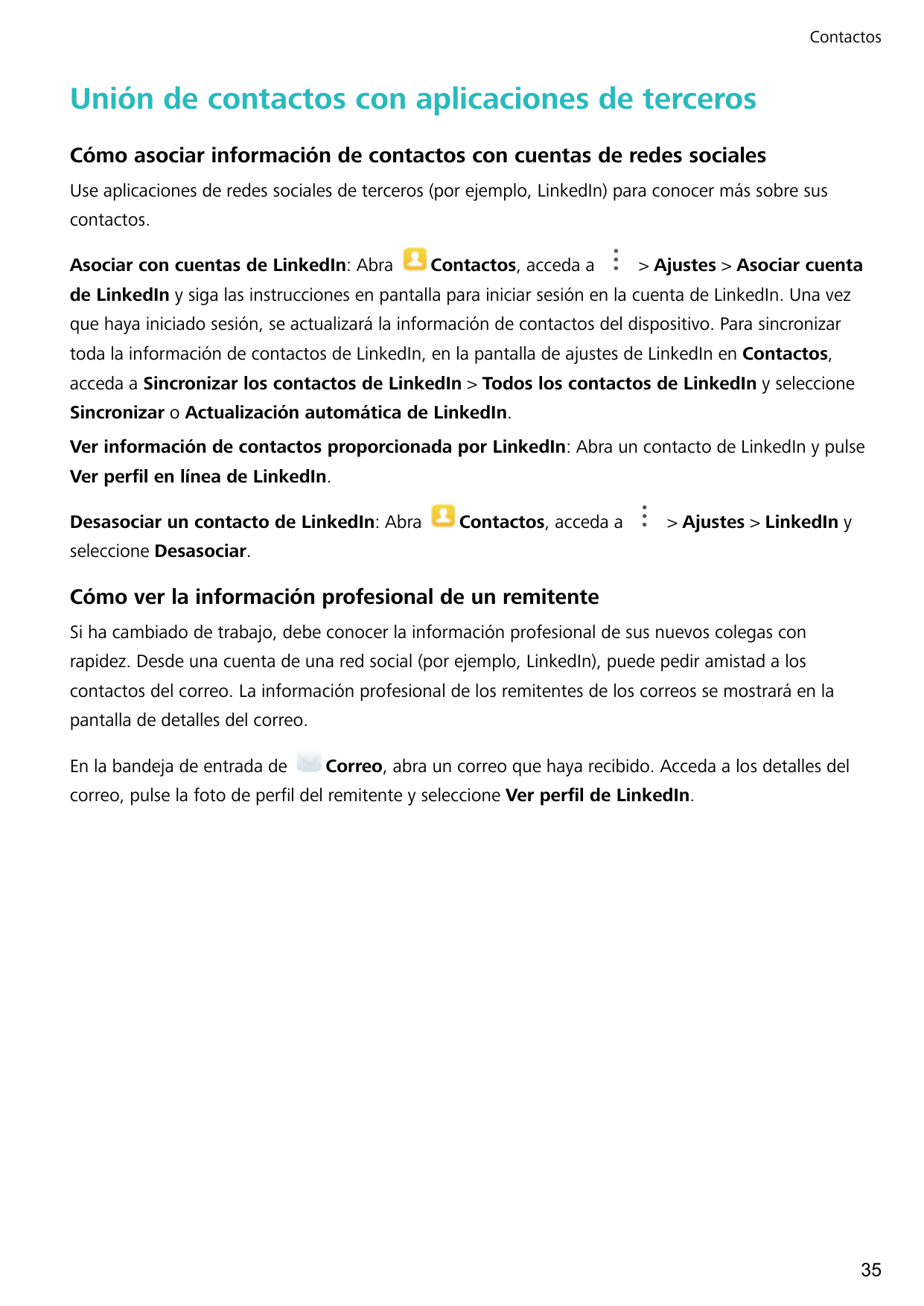 ContactosUnión de contactos con aplicaciones de tercerosCómo asociar información de contactos con cuentas de redes socialesUse a