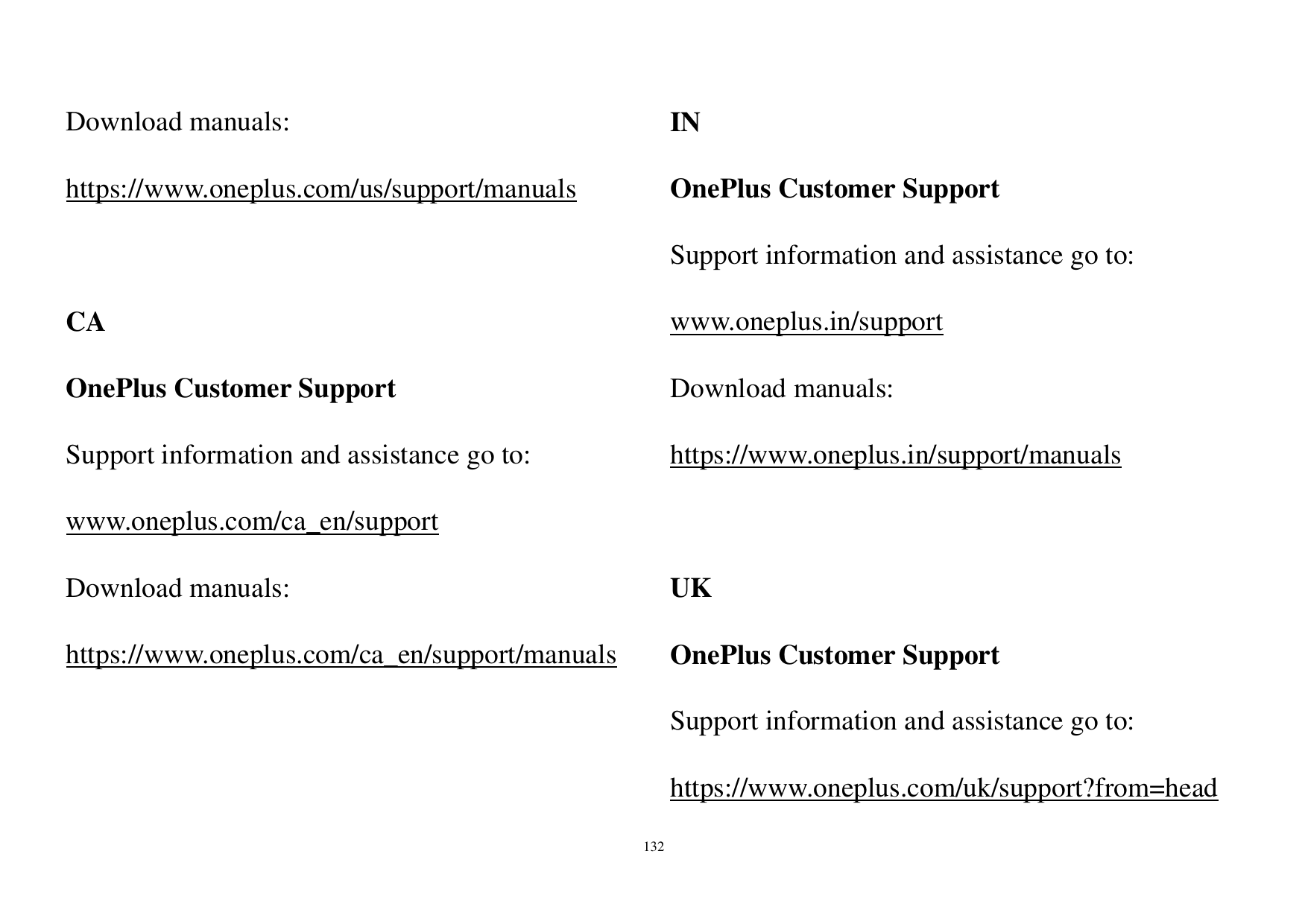 Download manuals:INhttps://www.oneplus.com/us/support/manualsOnePlus Customer SupportSupport information and assistance go to:CA