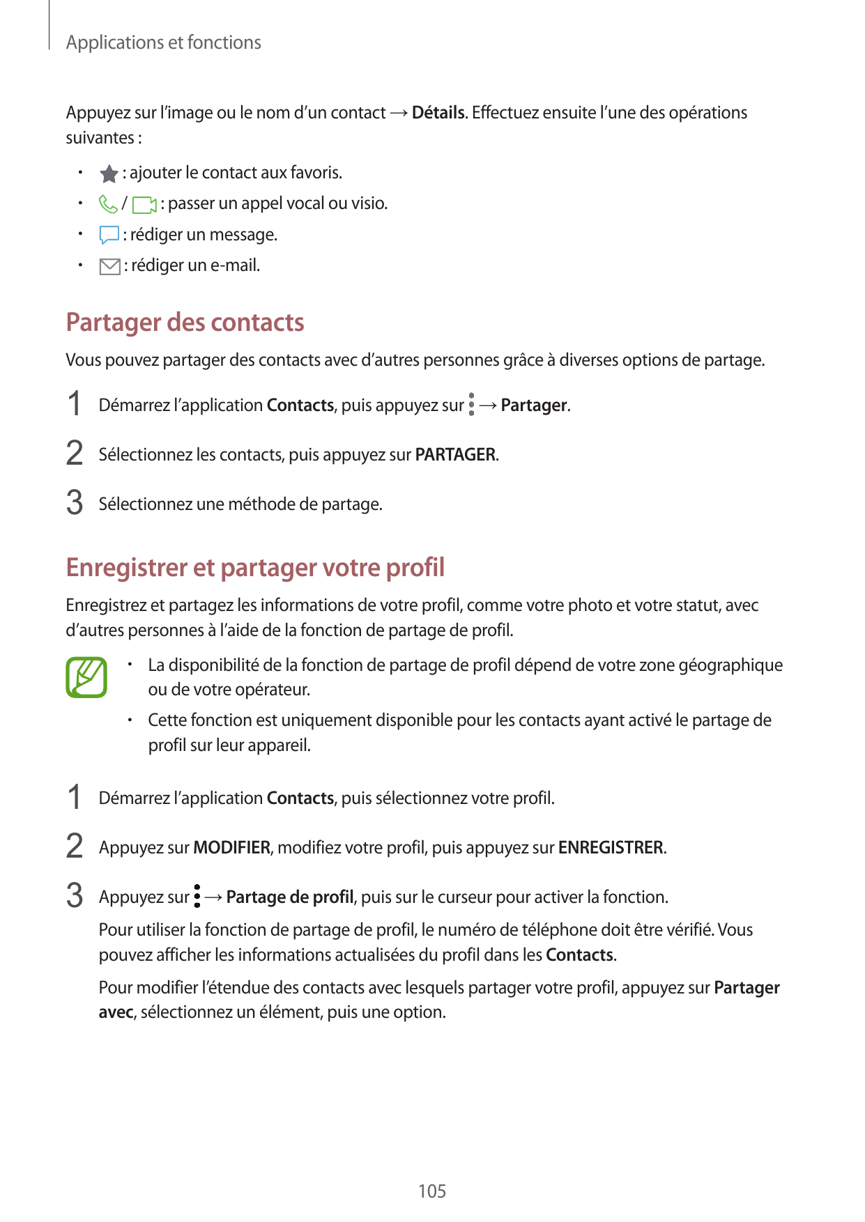 Applications et fonctionsAppuyez sur l’image ou le nom d’un contact → Détails. Effectuez ensuite l’une des opérationssuivantes :