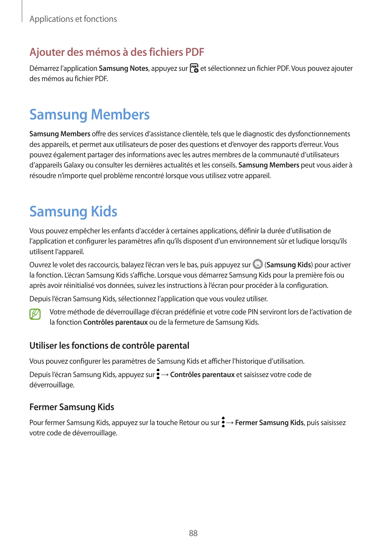 Applications et fonctionsAjouter des mémos à des fichiers PDFDémarrez l’application Samsung Notes, appuyez surdes mémos au fichi