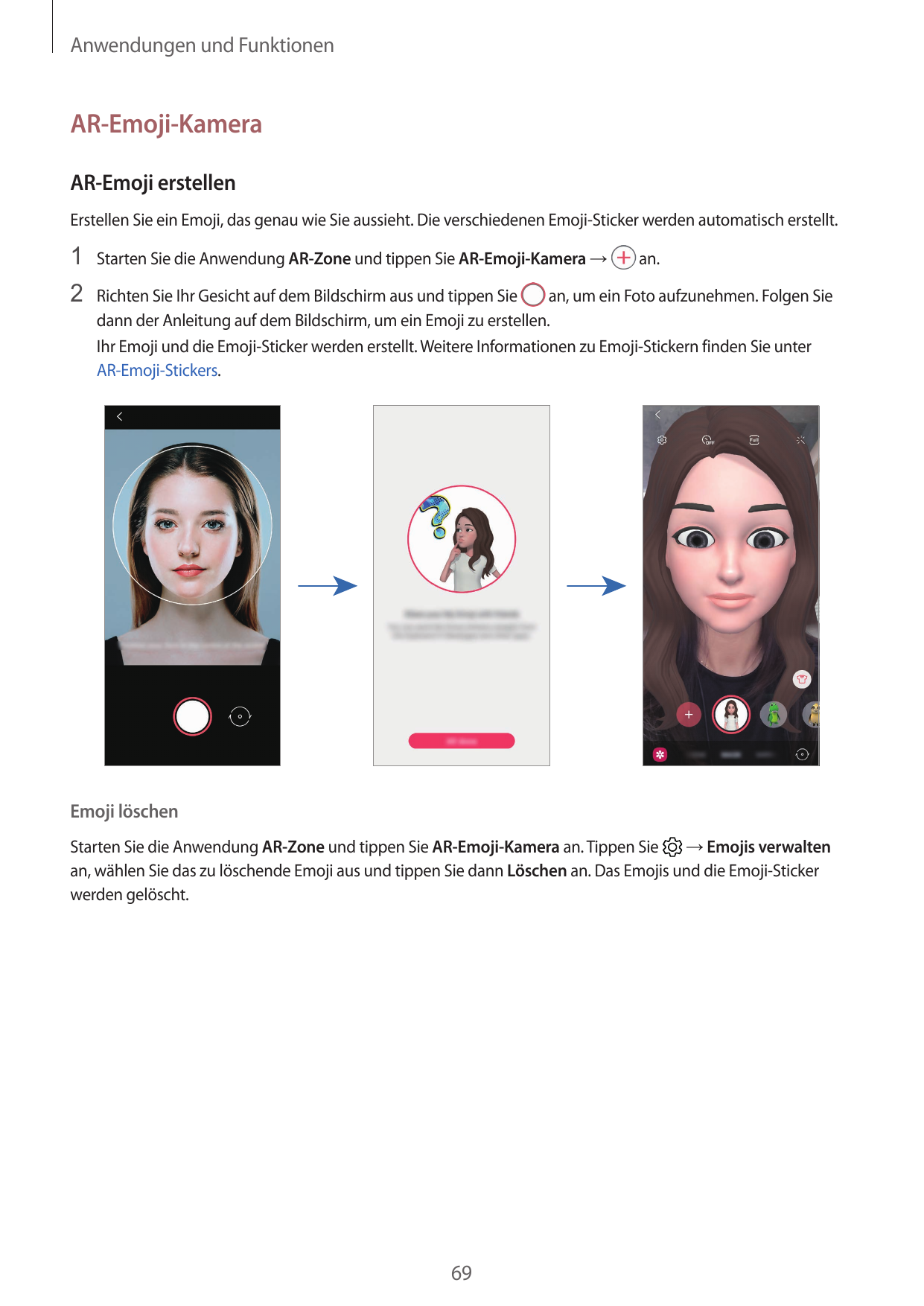 Anwendungen und FunktionenAR-Emoji-KameraAR-Emoji erstellenErstellen Sie ein Emoji, das genau wie Sie aussieht. Die verschiedene