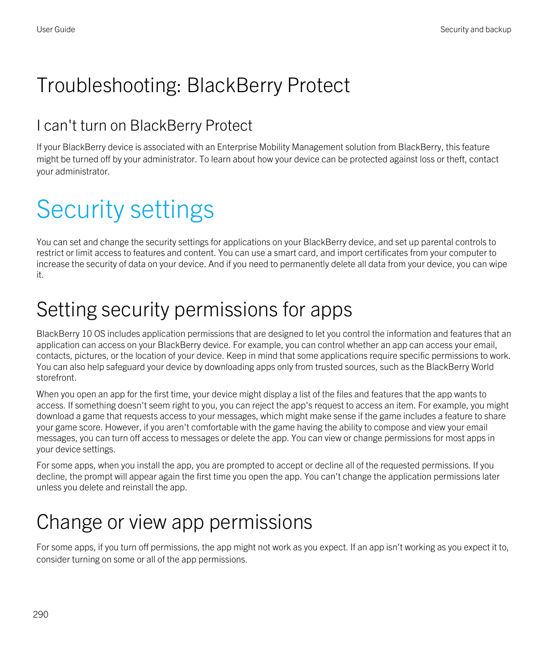 User GuideSecurity and backupTroubleshooting: BlackBerry ProtectI can't turn on BlackBerry ProtectIf your BlackBerry device is a
