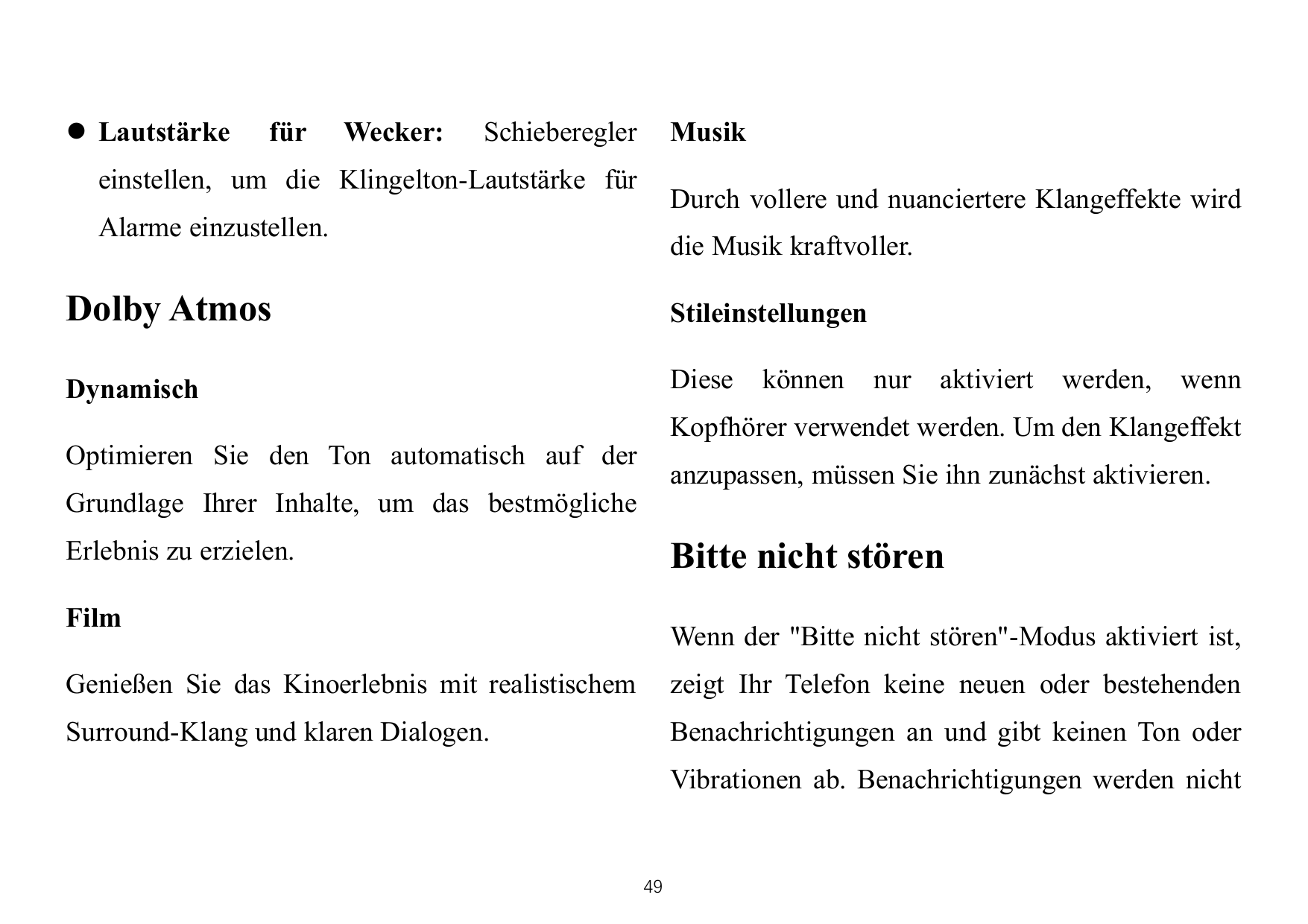 ⚫ LautstärkefürWecker:SchiebereglerMusikeinstellen, um die Klingelton-Lautstärke fürDurch vollere und nuanciertere Klangeffekte 