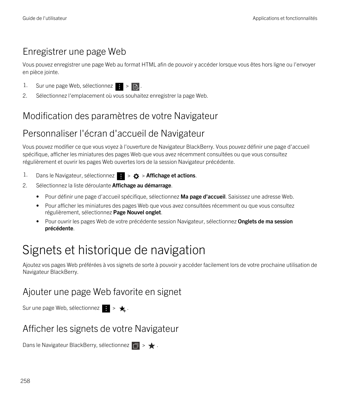 Guide de l'utilisateurApplications et fonctionnalitésEnregistrer une page WebVous pouvez enregistrer une page Web au format HTML