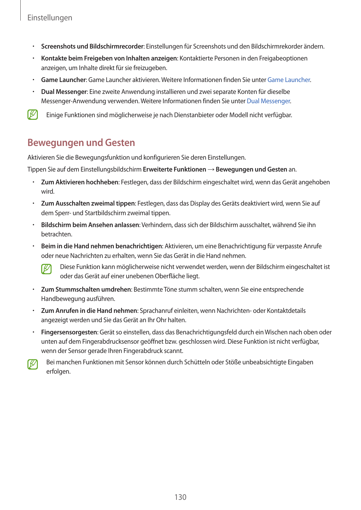 Einstellungen•  Screenshots und Bildschirmrecorder: Einstellungen für Screenshots und den Bildschirmrekorder ändern.•  Kontakte 