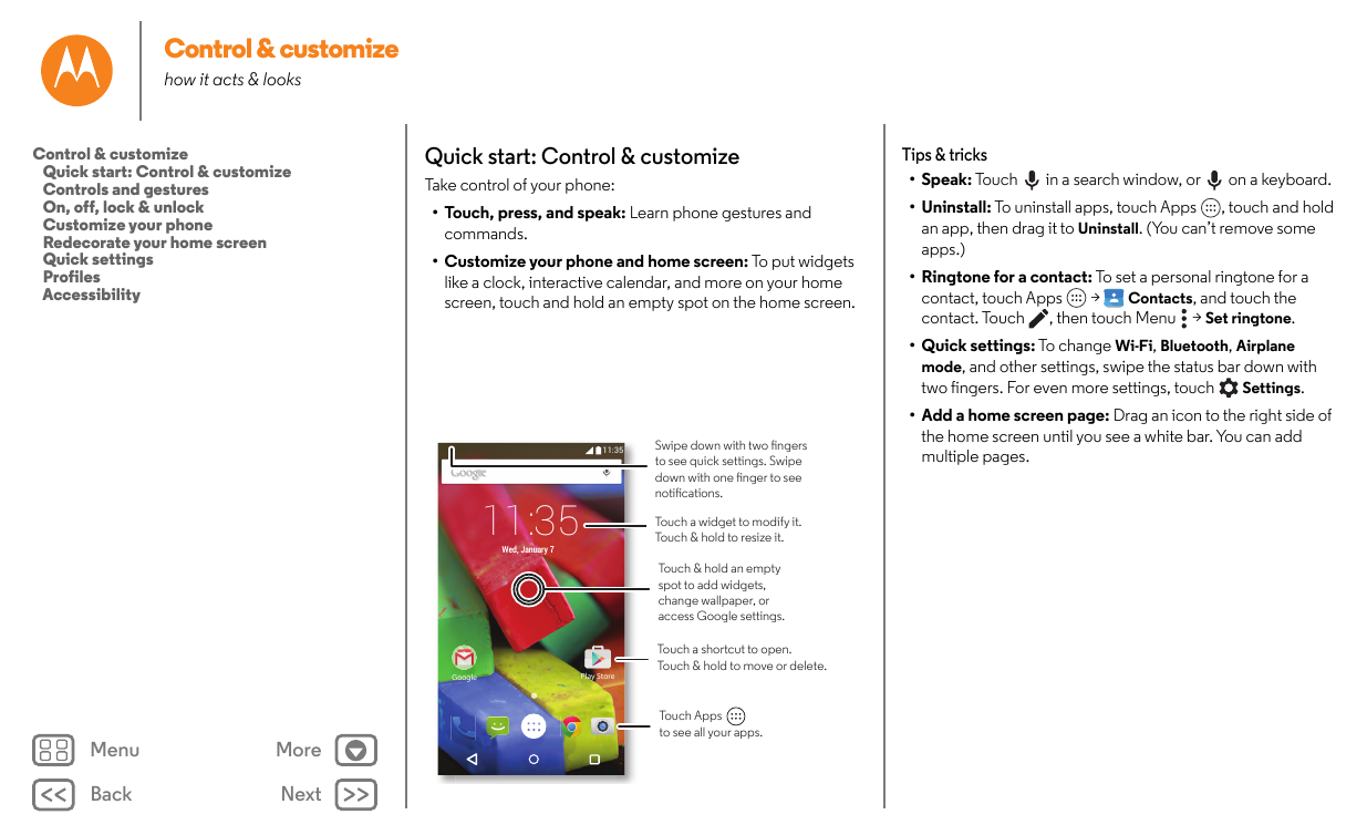 Control & customizehow it acts & looksControl & customizeQuick start: Control & customizeControls and gesturesOn, off, lock & un