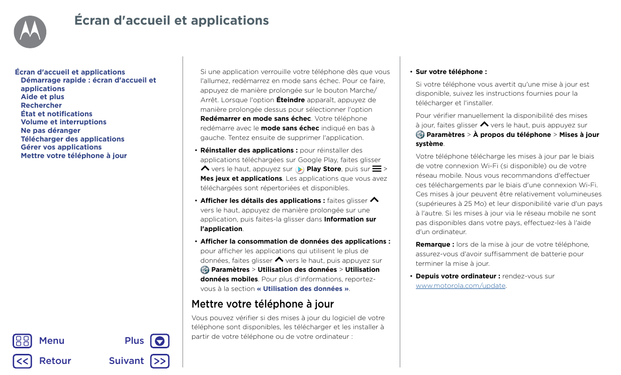 Écran d'accueil et applicationsÉcran d'accueil et applicationsDémarrage rapide : écran d'accueil etapplicationsAide et plusReche