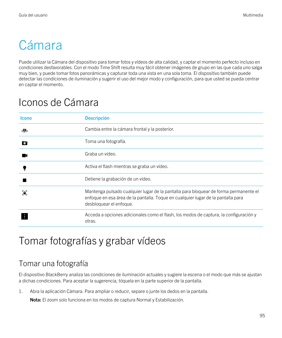 Guía del usuarioMultimediaCámaraPuede utilizar la Cámara del dispositivo para tomar fotos y vídeos de alta calidad, y captar el 