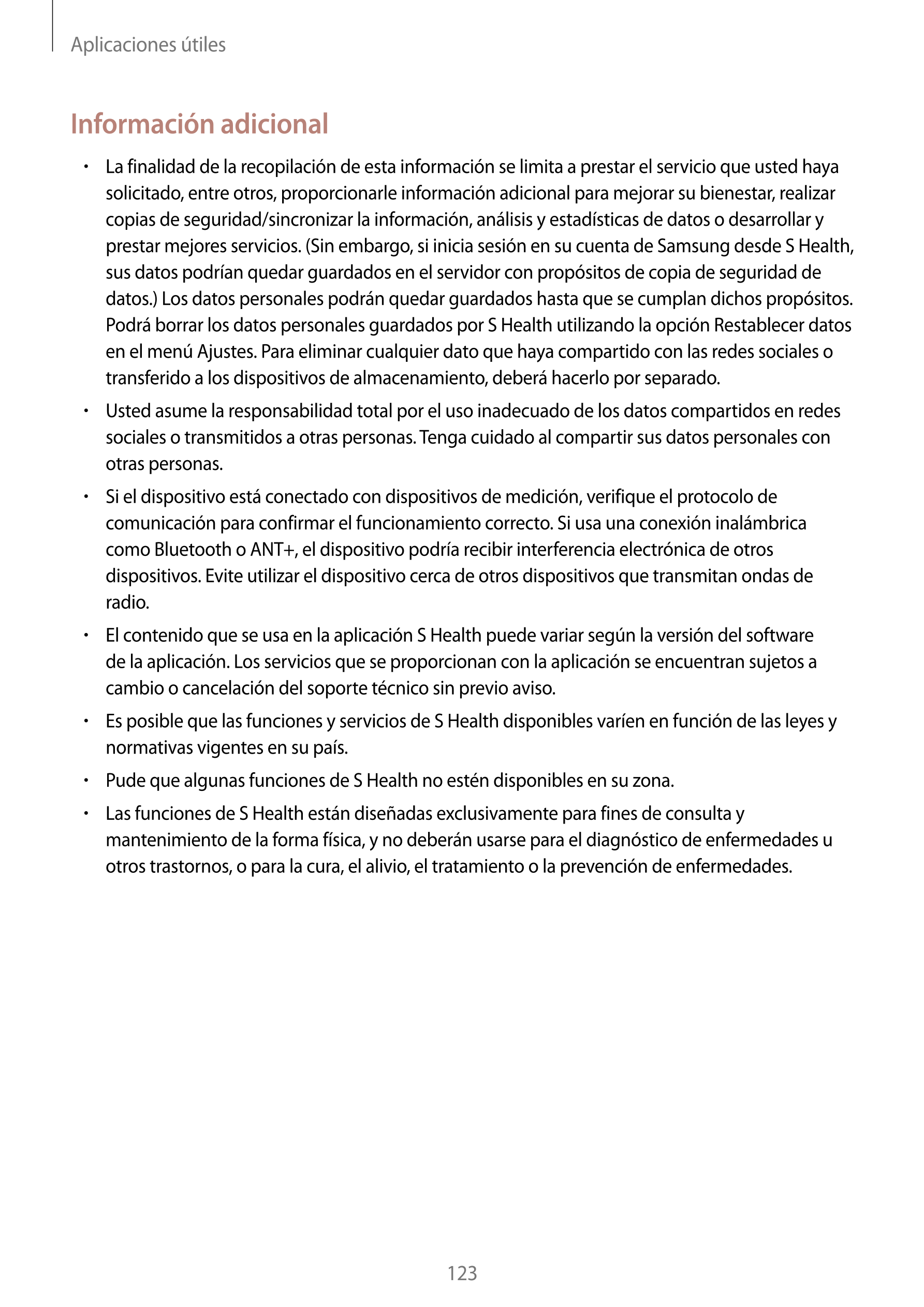 Aplicaciones útiles
Información adicional
•    La finalidad de la recopilación de esta información se limita a prestar el servic