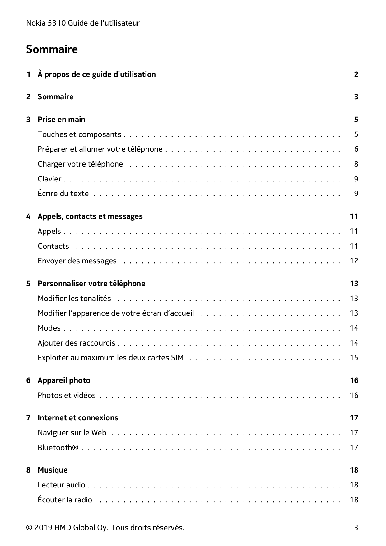 Nokia 5310 Guide de l'utilisateurSommaire1 À propos de ce guide d’utilisation22 Sommaire33 Prise en main5Touches et composants .