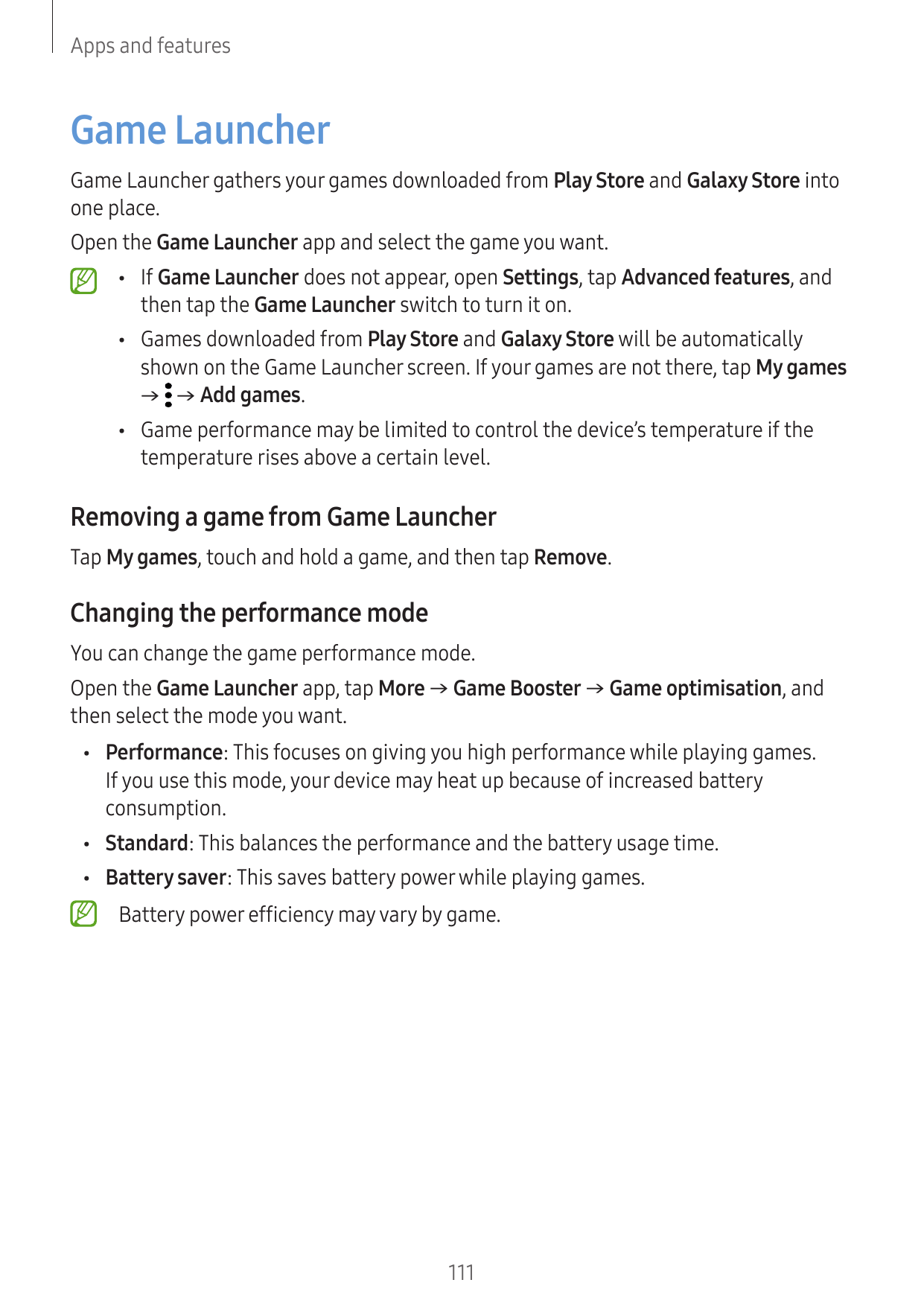 Apps and featuresGame LauncherGame Launcher gathers your games downloaded from Play Store and Galaxy Store intoone place.Open th