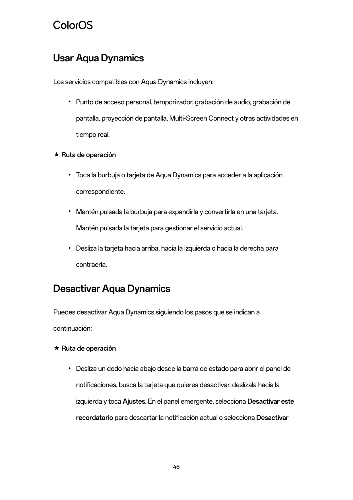 Usar Aqua DynamicsLos servicios compatibles con Aqua Dynamics incluyen:●Punto de acceso personal, temporizador, grabación de aud