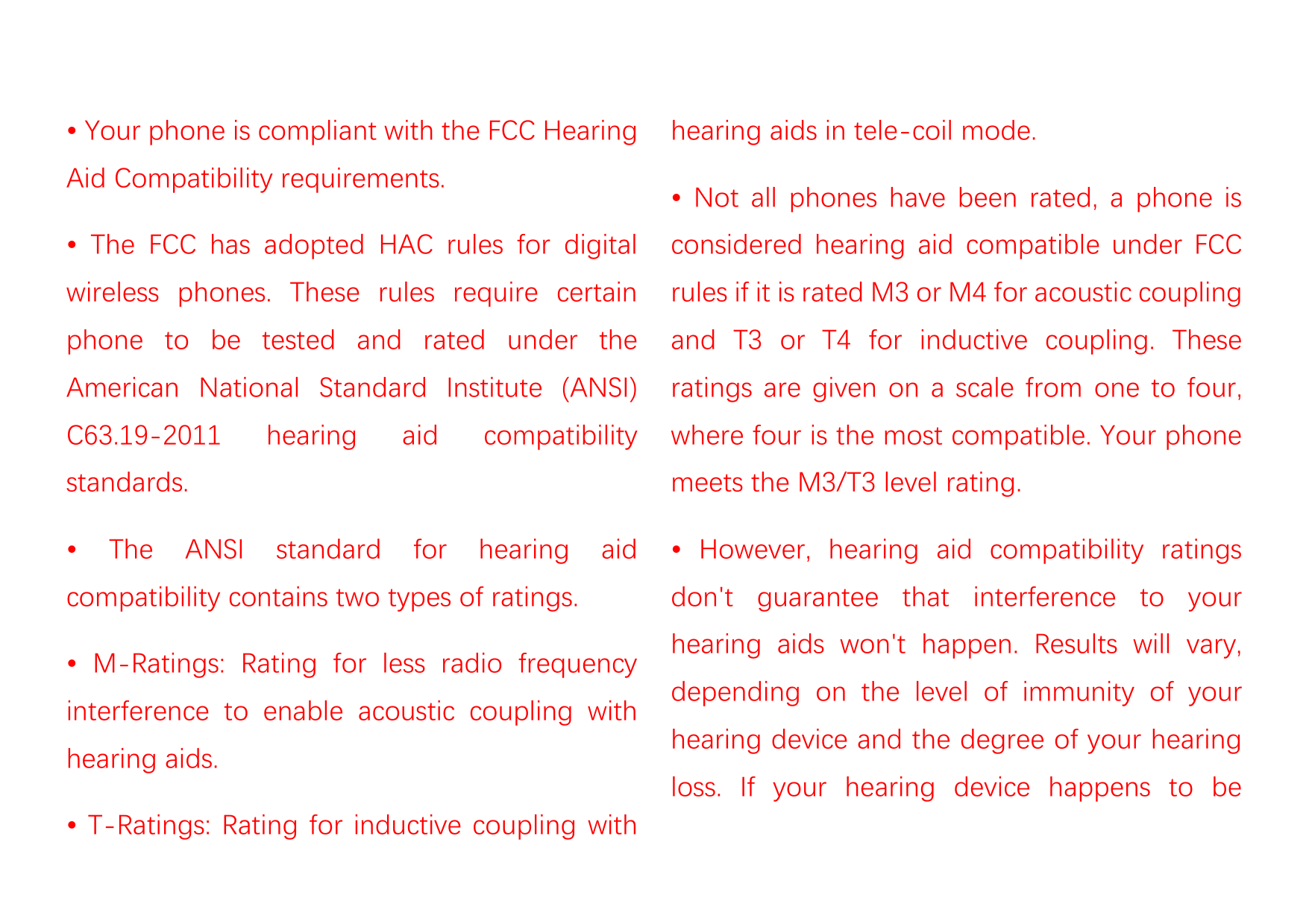 • Your phone is compliant with the FCC HearingAid Compatibility requirements.hearing aids in tele-coil mode.• Not all phones hav