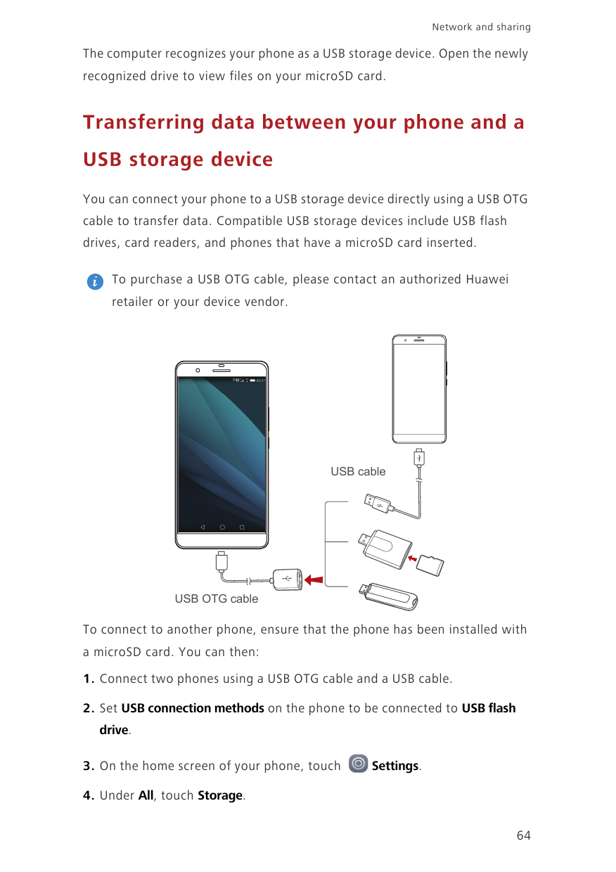 Network and sharingThe computer recognizes your phone as a USB storage device. Open the newlyrecognized drive to view files on y
