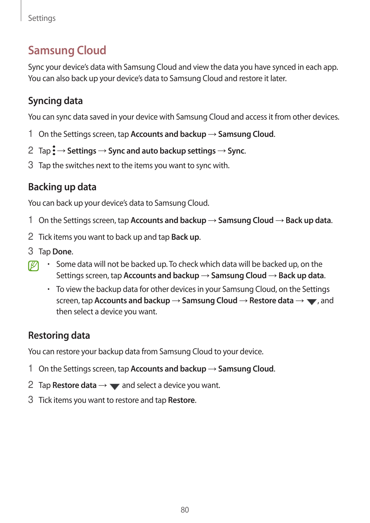 SettingsSamsung CloudSync your device’s data with Samsung Cloud and view the data you have synced in each app.You can also back 