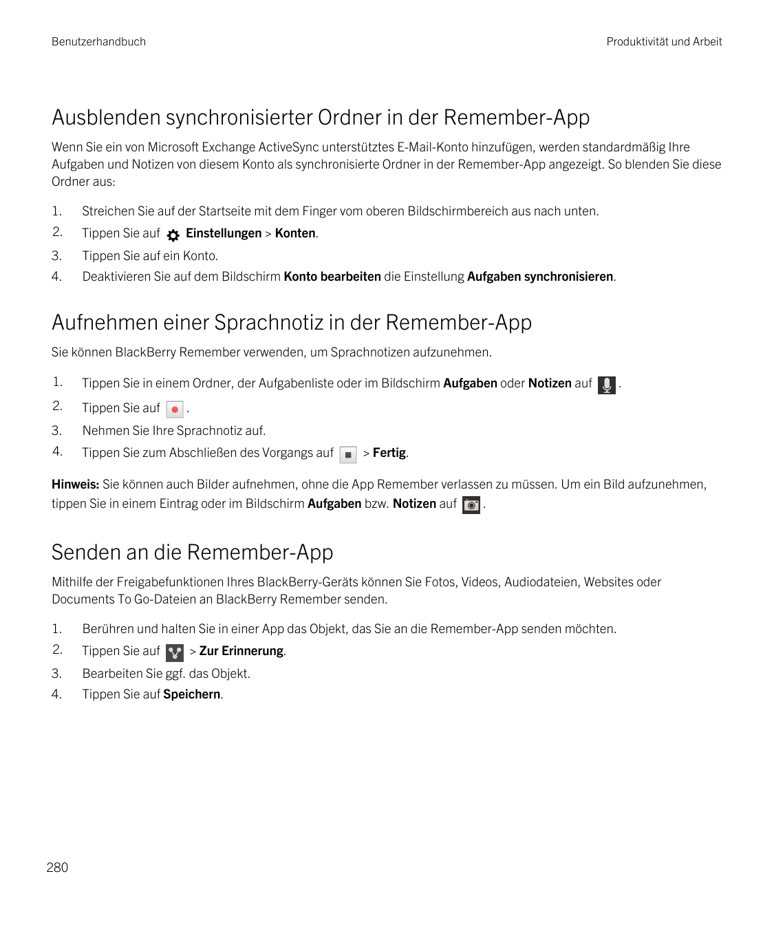 BenutzerhandbuchProduktivität und ArbeitAusblenden synchronisierter Ordner in der Remember-AppWenn Sie ein von Microsoft Exchang