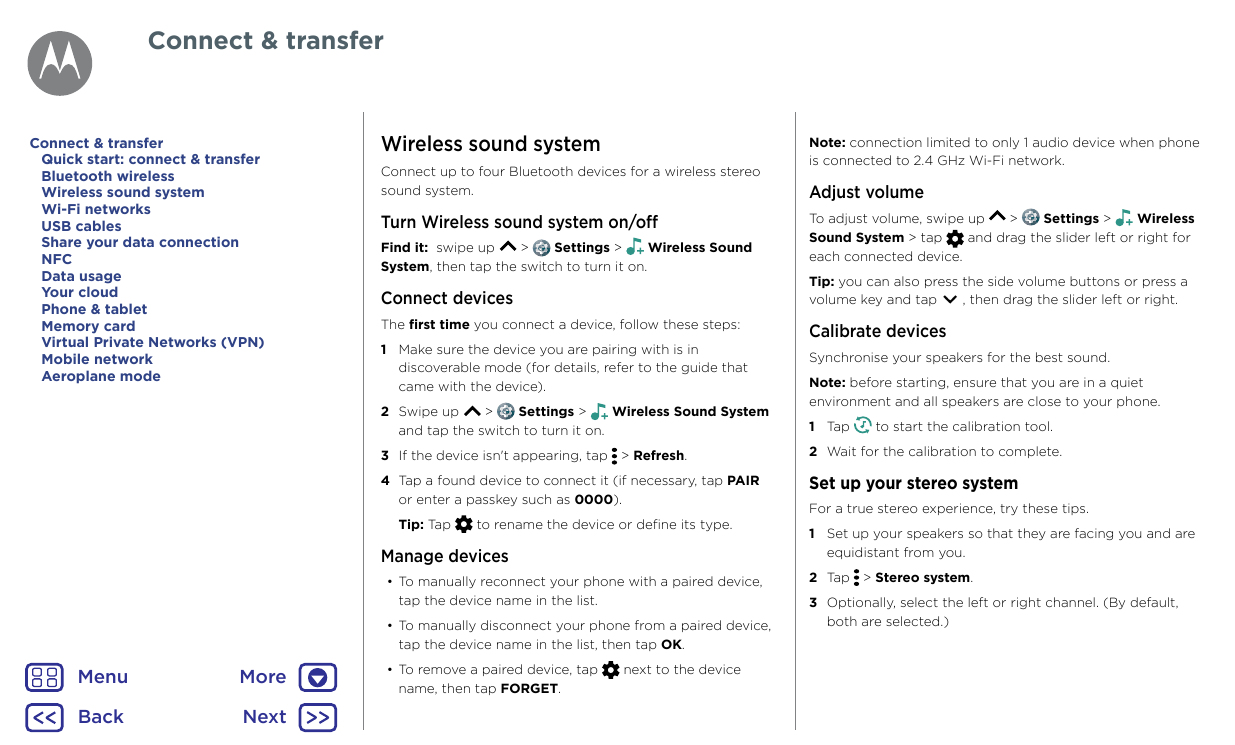 Connect & transferConnect & transferQuick start: connect & transferBluetooth wirelessWireless sound systemWi-Fi networksUSB cabl