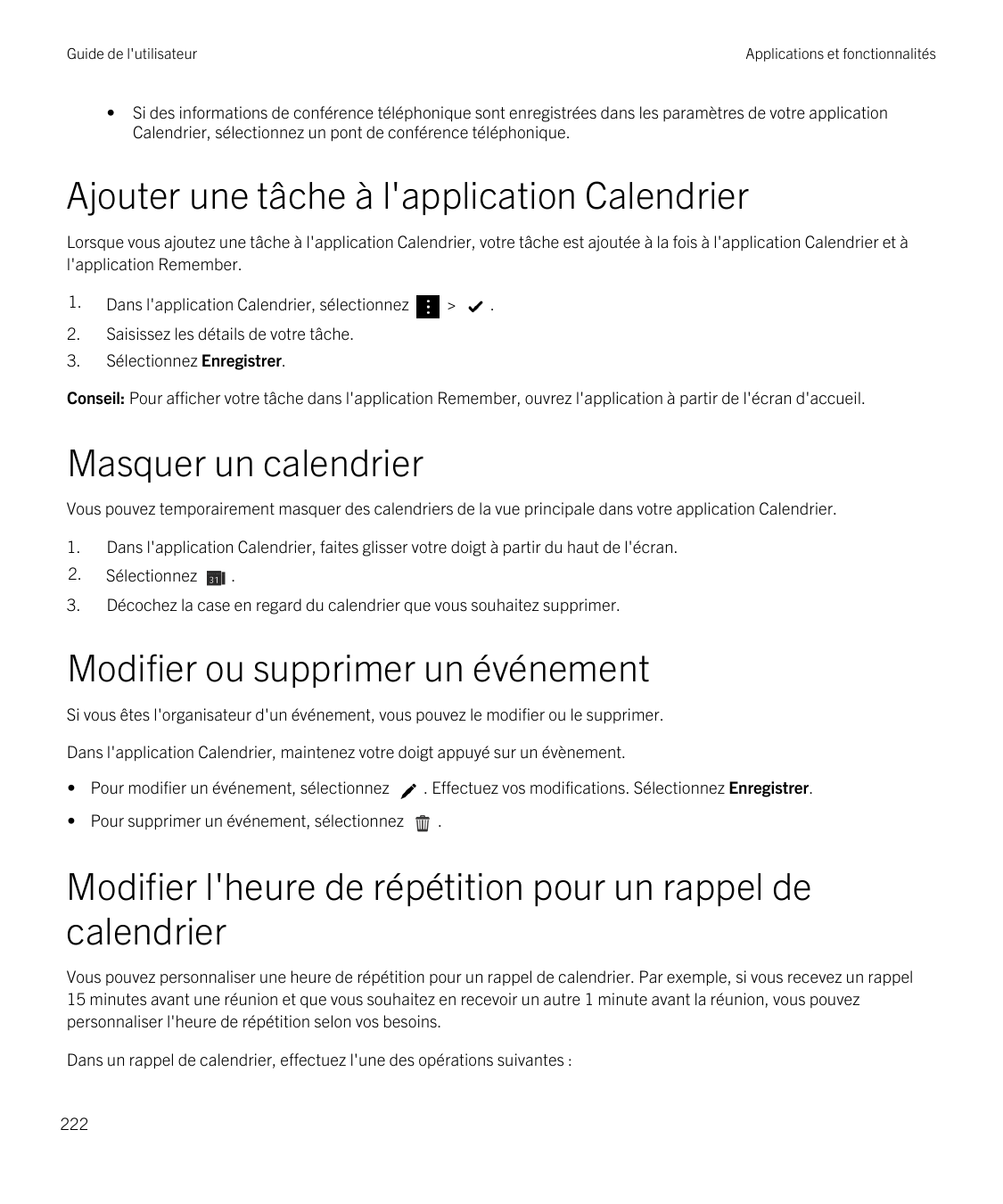 Guide de l'utilisateur•Applications et fonctionnalitésSi des informations de conférence téléphonique sont enregistrées dans les 