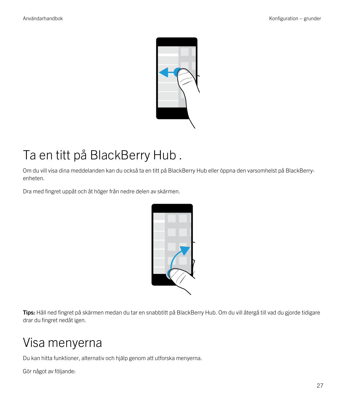 AnvändarhandbokKonfiguration – grunderTa en titt på BlackBerry Hub .Om du vill visa dina meddelanden kan du också ta en titt på 