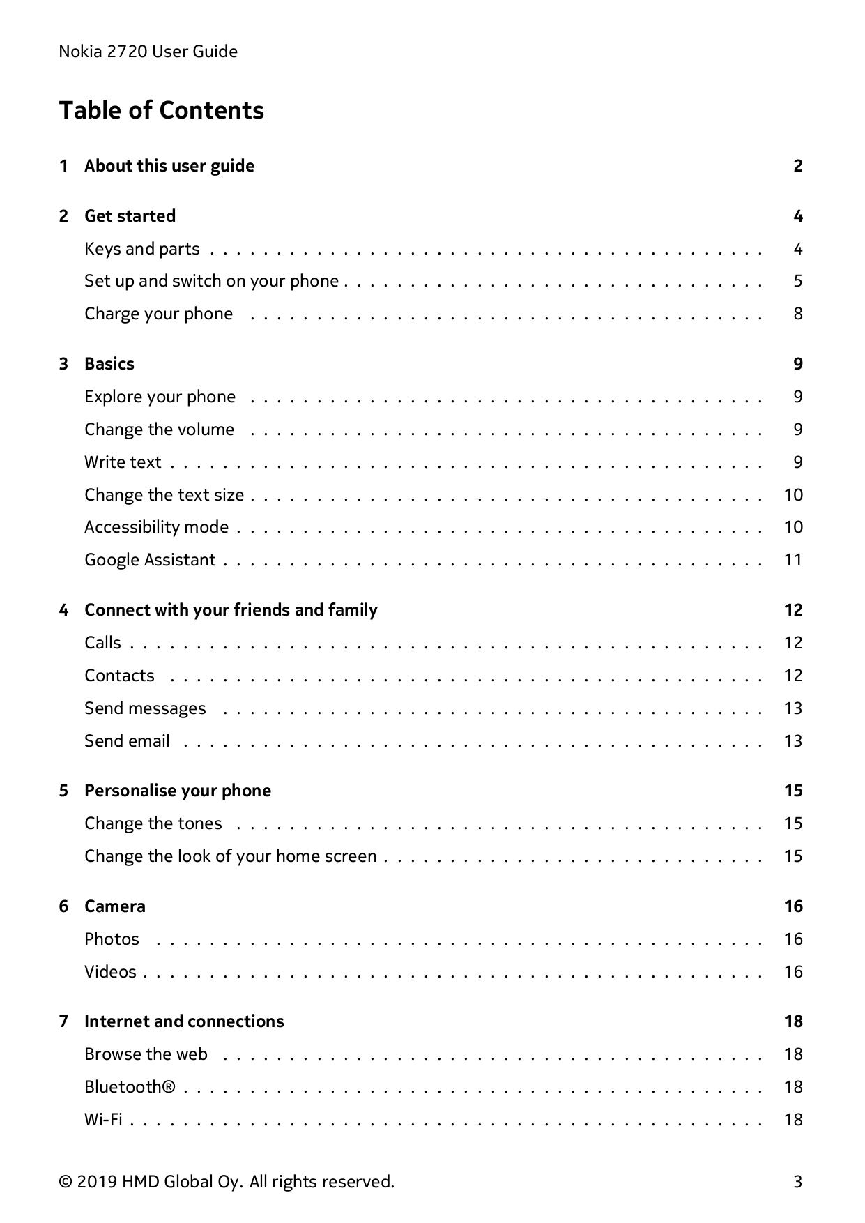 Nokia 2720 User GuideTable of Contents1 About this user guide22 Get started4Keys and parts . . . . . . . . . . . . . . . . . . .