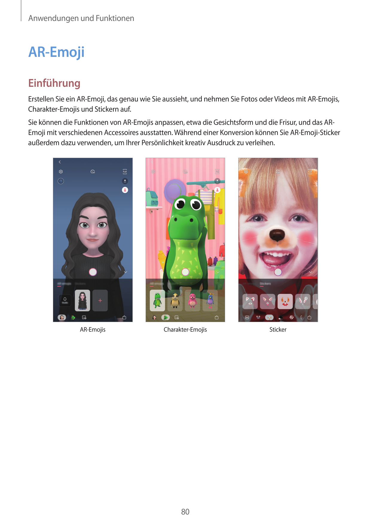 Anwendungen und FunktionenAR-EmojiEinführungErstellen Sie ein AR-Emoji, das genau wie Sie aussieht, und nehmen Sie Fotos oder Vi