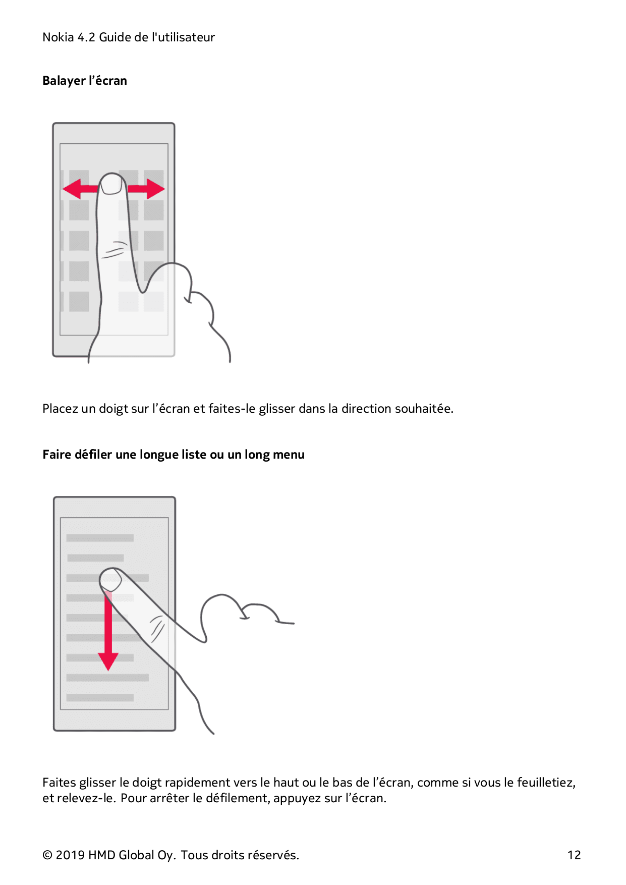 Nokia 4.2 Guide de l'utilisateurBalayer l’écranPlacez un doigt sur l’écran et faites-le glisser dans la direction souhaitée.Fair