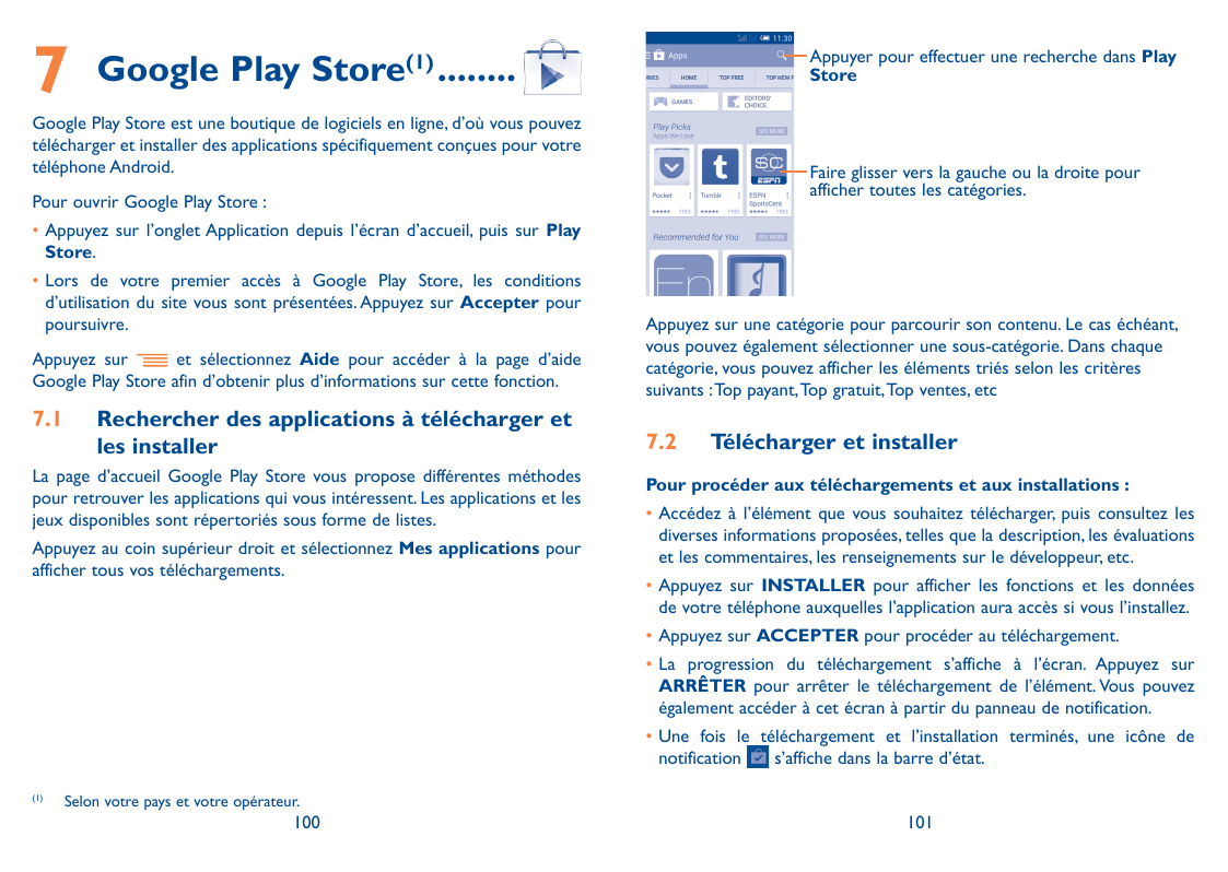 7Appuyer pour effectuer une recherche dans PlayStoreGoogle Play Store(1).........Google Play Store est une boutique de logiciels