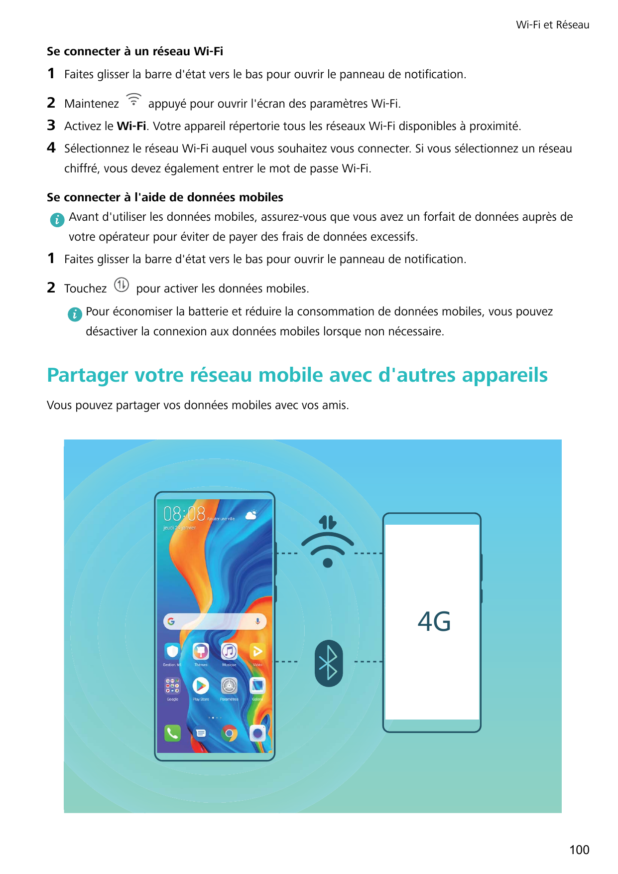 Wi-Fi et RéseauSe connecter à un réseau Wi-Fi1Faites glisser la barre d'état vers le bas pour ouvrir le panneau de notification.