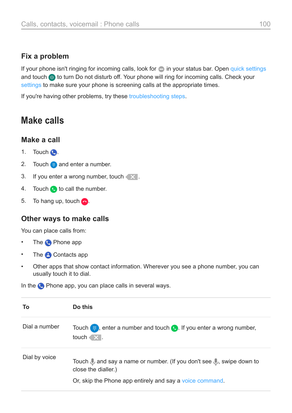 Calls, contacts, voicemail : Phone calls100Fix a problemin your status bar. Open quick settingsIf your phone isn't ringing for i