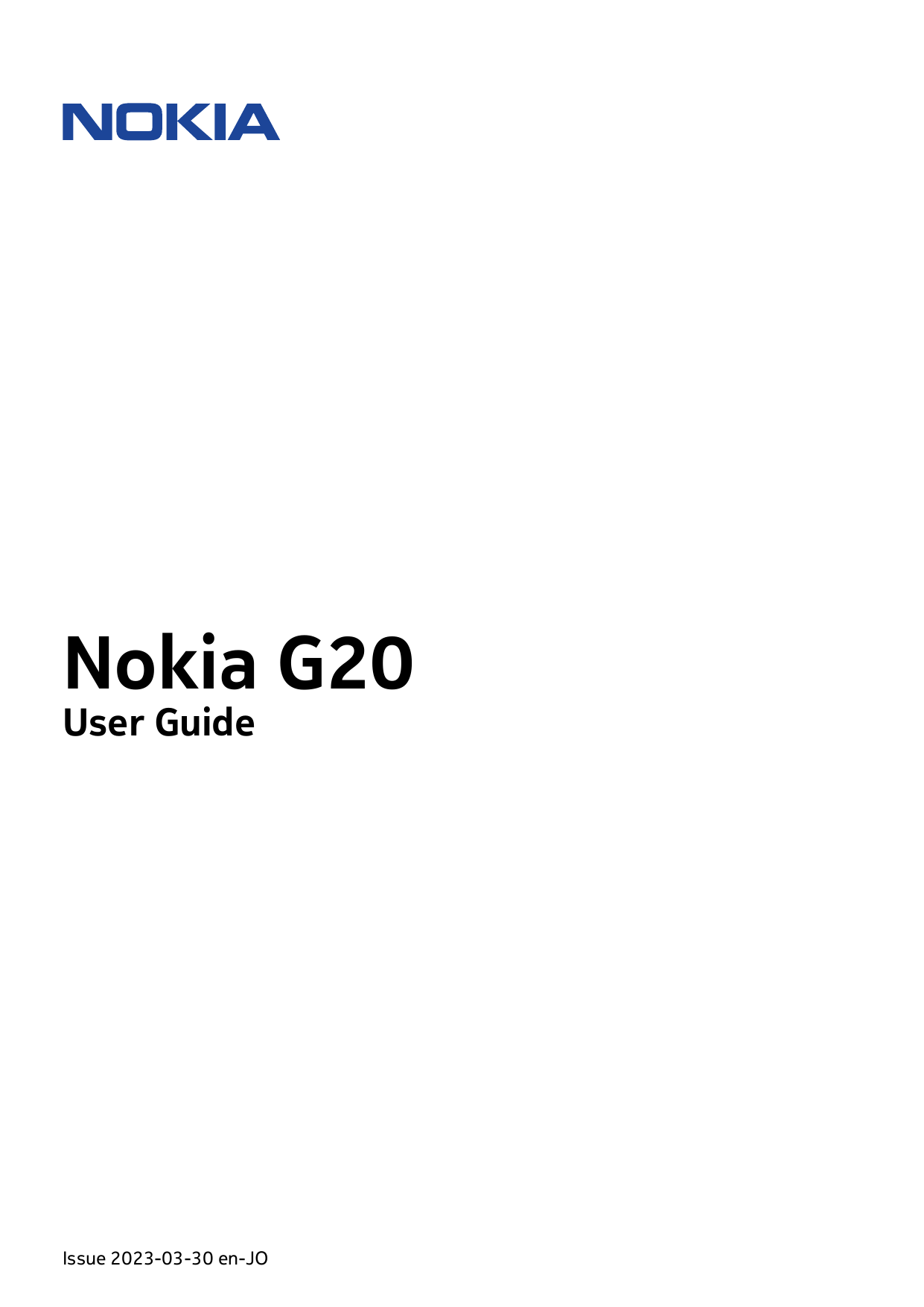 Nokia G20User GuideIssue 2023-03-30 en-JO