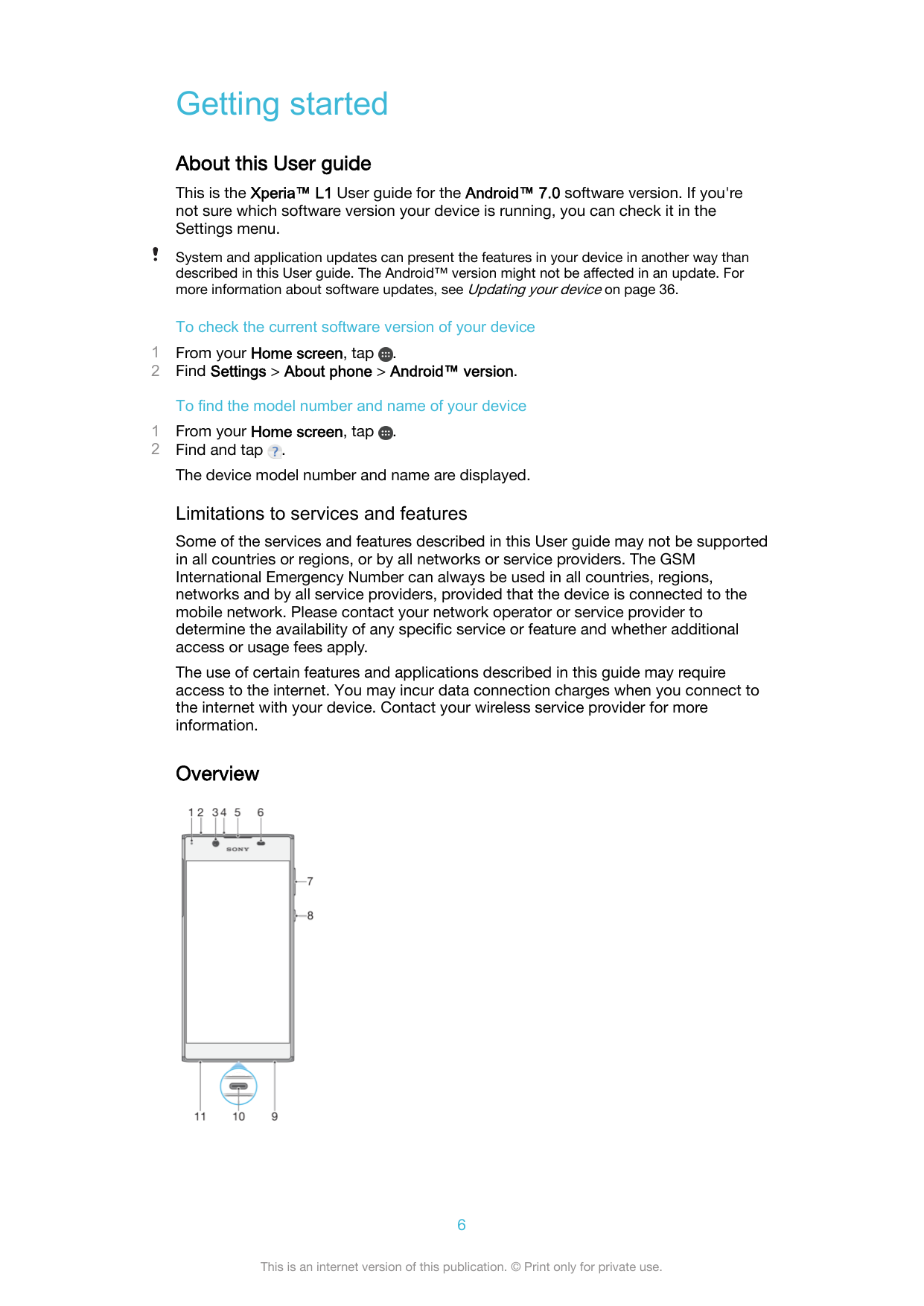 Getting startedAbout this User guideThis is the Xperia™ L1 User guide for the Android™ 7.0 software version. If you'renot sure w
