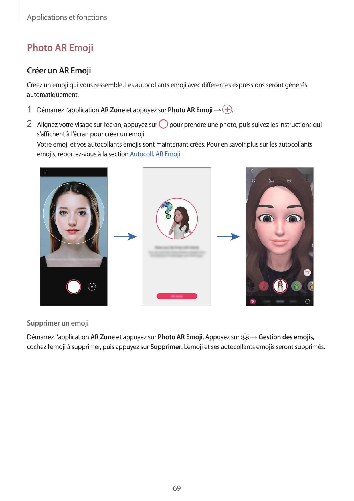 Applications et fonctionsPhoto AR EmojiCréer un AR EmojiCréez un emoji qui vous ressemble. Les autocollants emoji avec différent