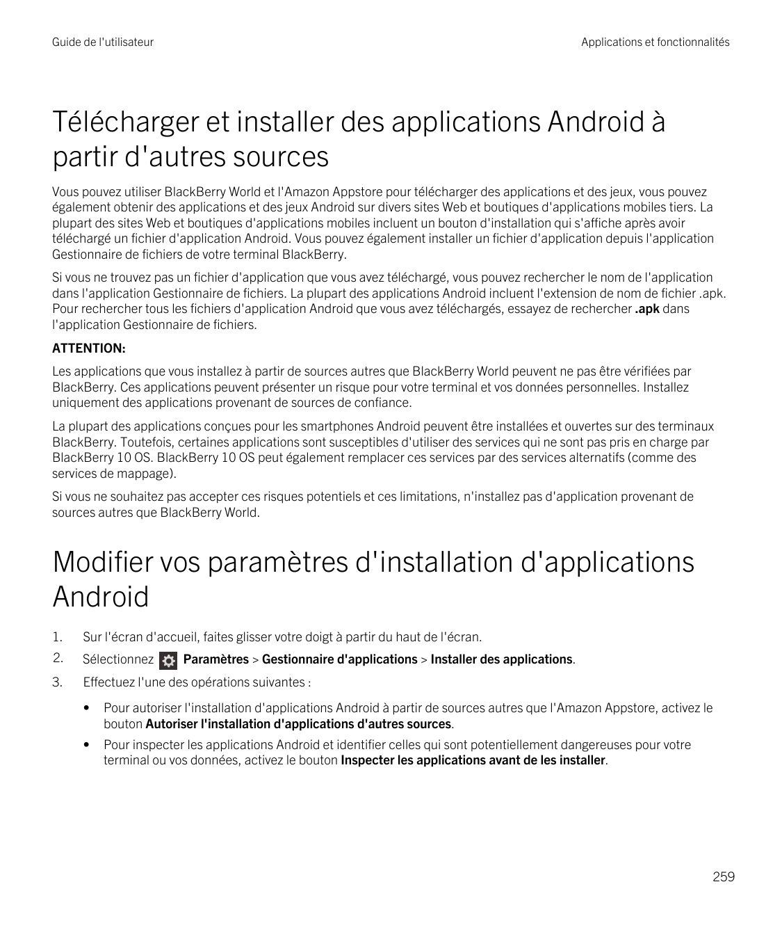 Guide de l'utilisateurApplications et fonctionnalitésTélécharger et installer des applications Android àpartir d'autres sourcesV
