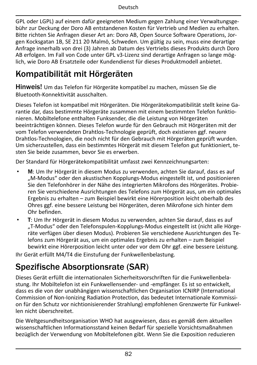 DeutschGPL oder LGPL) auf einem dafür geeigneten Medium gegen Zahlung einer Verwaltungsgebühr zur Deckung der Doro AB entstanden