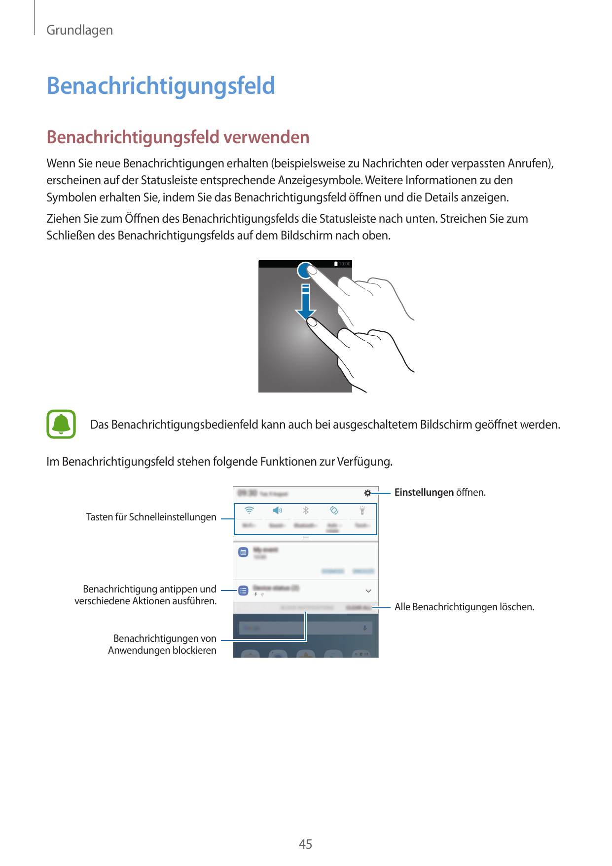 GrundlagenBenachrichtigungsfeldBenachrichtigungsfeld verwendenWenn Sie neue Benachrichtigungen erhalten (beispielsweise zu Nachr