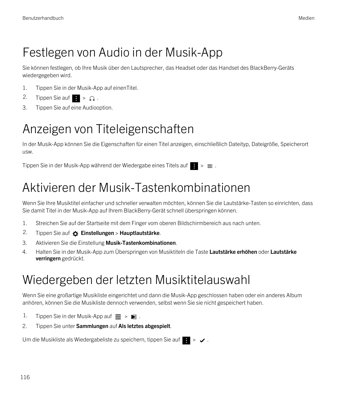 BenutzerhandbuchMedienFestlegen von Audio in der Musik-AppSie können festlegen, ob Ihre Musik über den Lautsprecher, das Headset