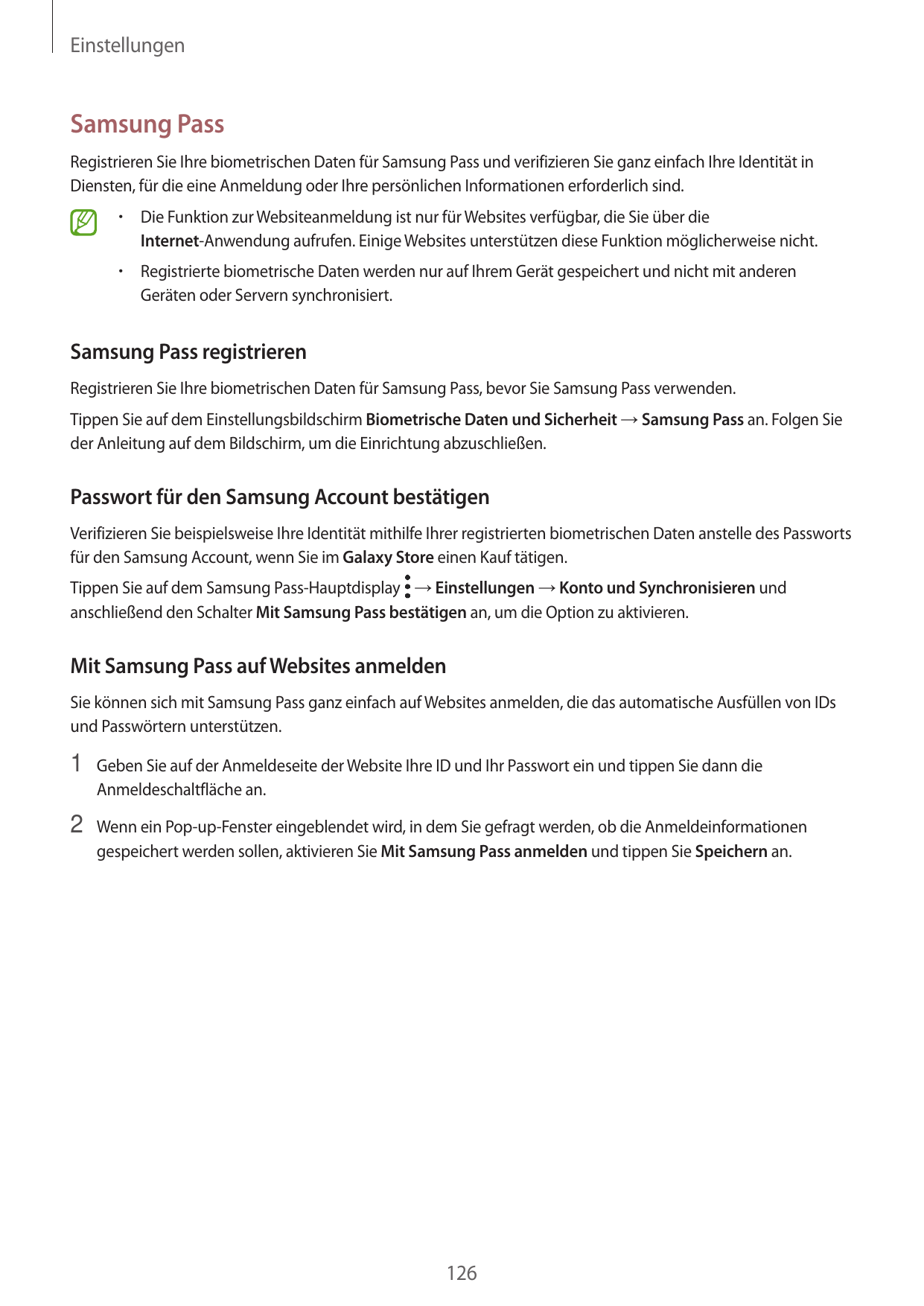 EinstellungenSamsung PassRegistrieren Sie Ihre biometrischen Daten für Samsung Pass und verifizieren Sie ganz einfach Ihre Ident