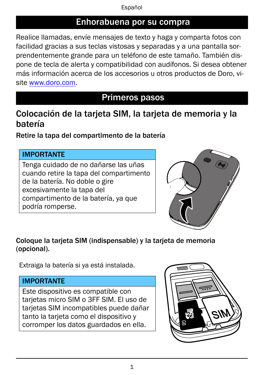 EspañolEnhorabuena por su compraRealice llamadas, envíe mensajes de texto y haga y comparta fotos confacilidad gracias a sus tec