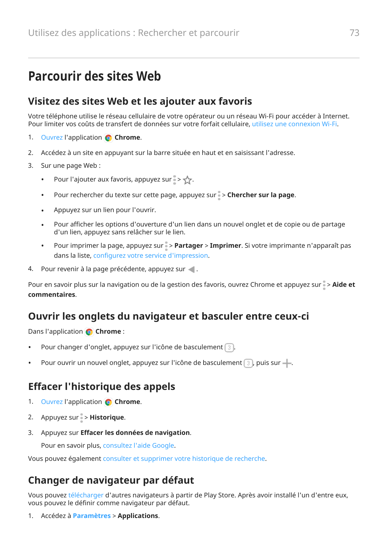 73Utilisez des applications : Rechercher et parcourirParcourir des sites WebVisitez des sites Web et les ajouter aux favorisVotr