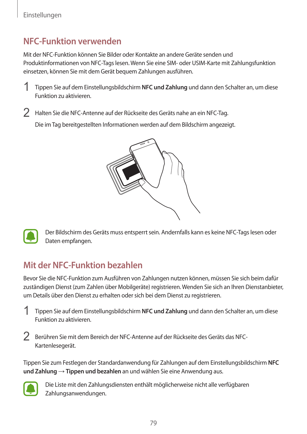 EinstellungenNFC-Funktion verwendenMit der NFC-Funktion können Sie Bilder oder Kontakte an andere Geräte senden undProduktinform