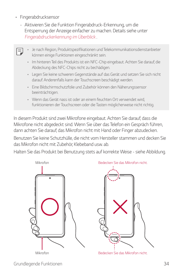 • Fingerabdrucksensor-- Aktivieren Sie die Funktion Fingerabdruck-Erkennung, um dieEntsperrung der Anzeige einfacher zu machen. 