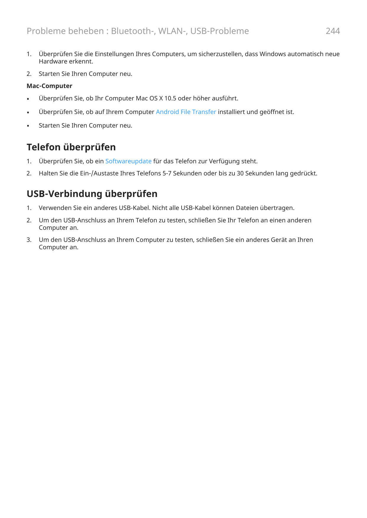 Probleme beheben : Bluetooth-, WLAN-, USB-Probleme2441.Überprüfen Sie die Einstellungen Ihres Computers, um sicherzustellen, das