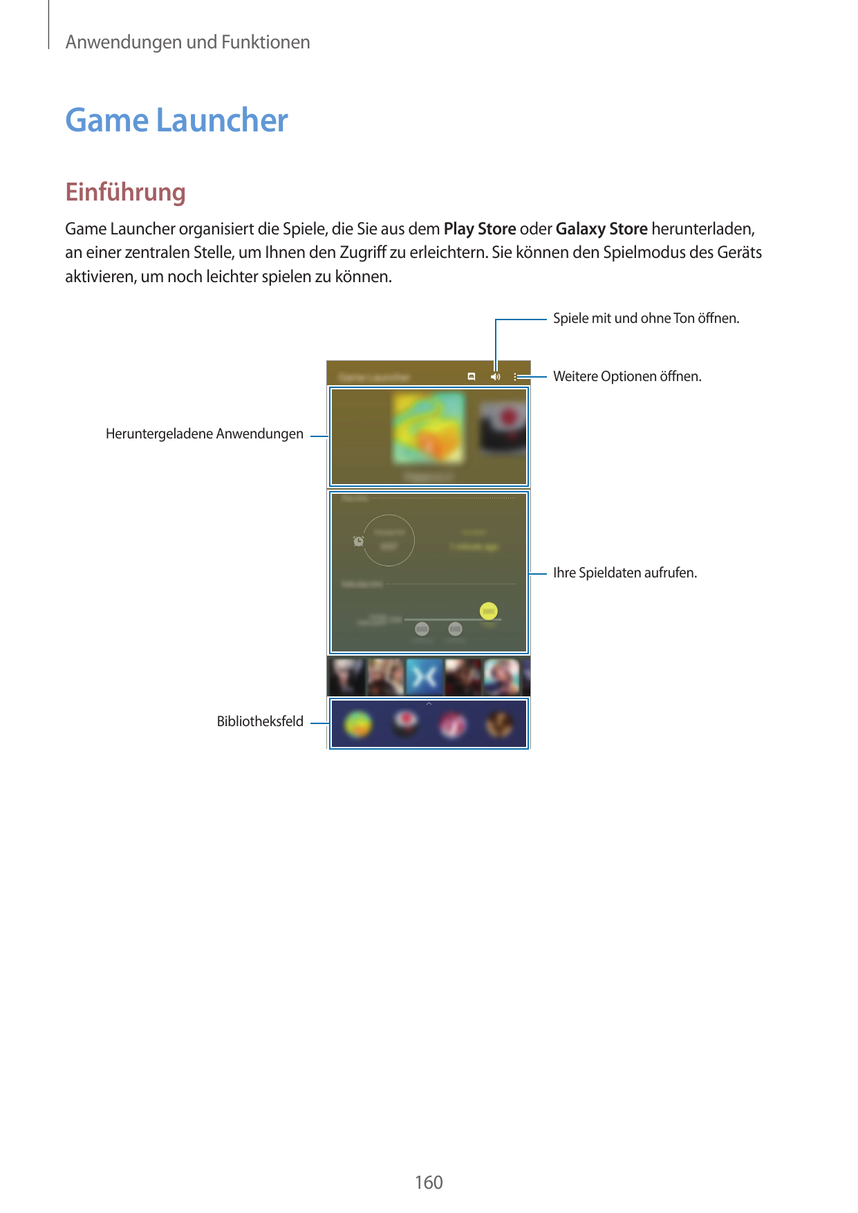 Anwendungen und FunktionenGame LauncherEinführungGame Launcher organisiert die Spiele, die Sie aus dem Play Store oder Galaxy St