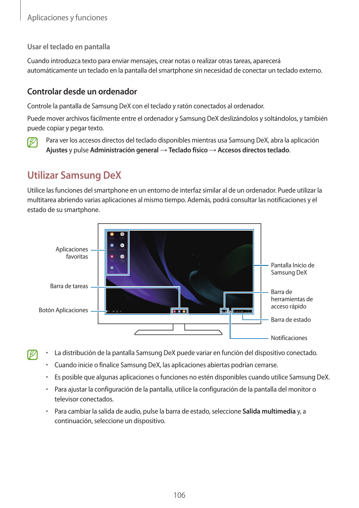 Aplicaciones y funcionesUsar el teclado en pantallaCuando introduzca texto para enviar mensajes, crear notas o realizar otras ta