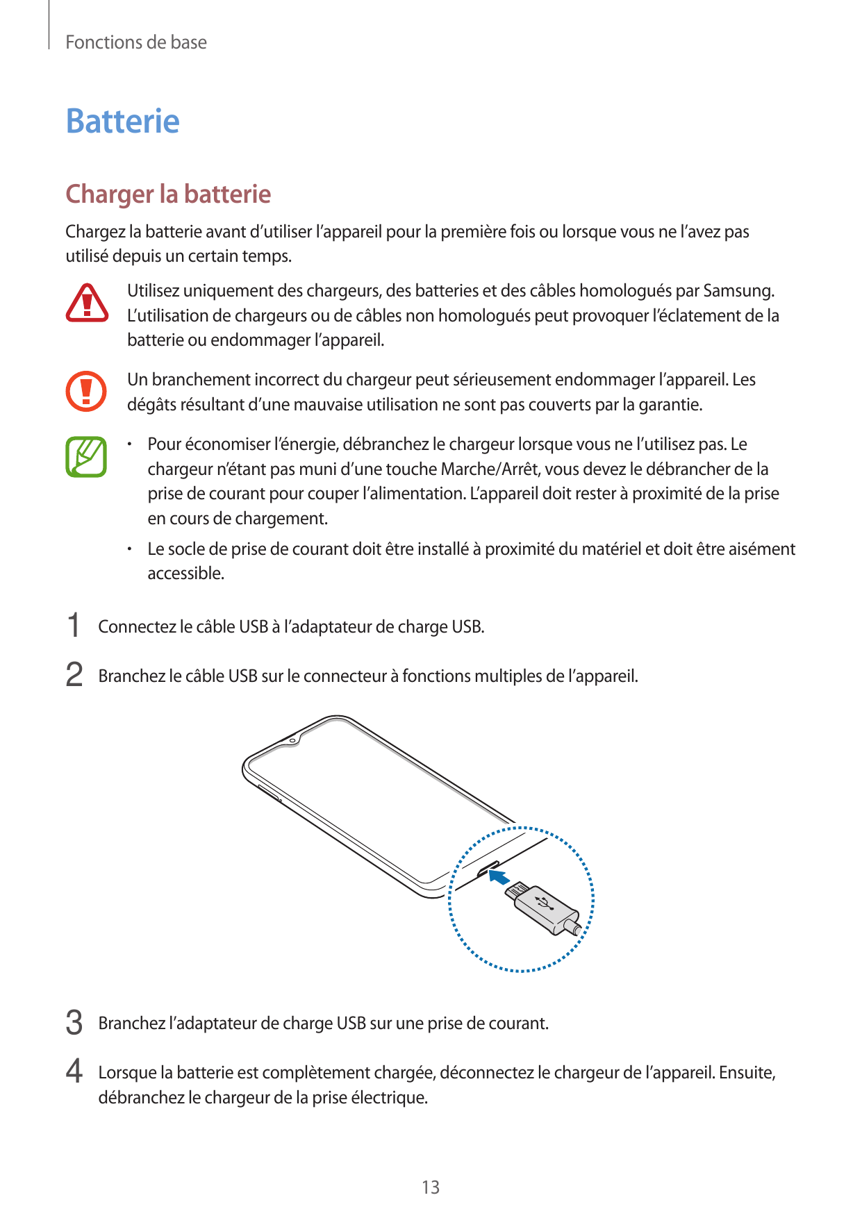 Fonctions de baseBatterieCharger la batterieChargez la batterie avant d’utiliser l’appareil pour la première fois ou lorsque vou